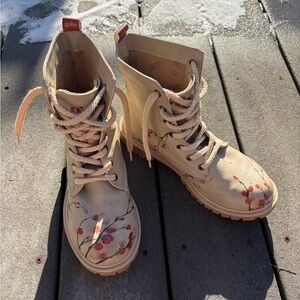 GOBY Floral Printed Bomberg Boots,  Multicolor Women's Vegan Boot Print Sz 8.5
